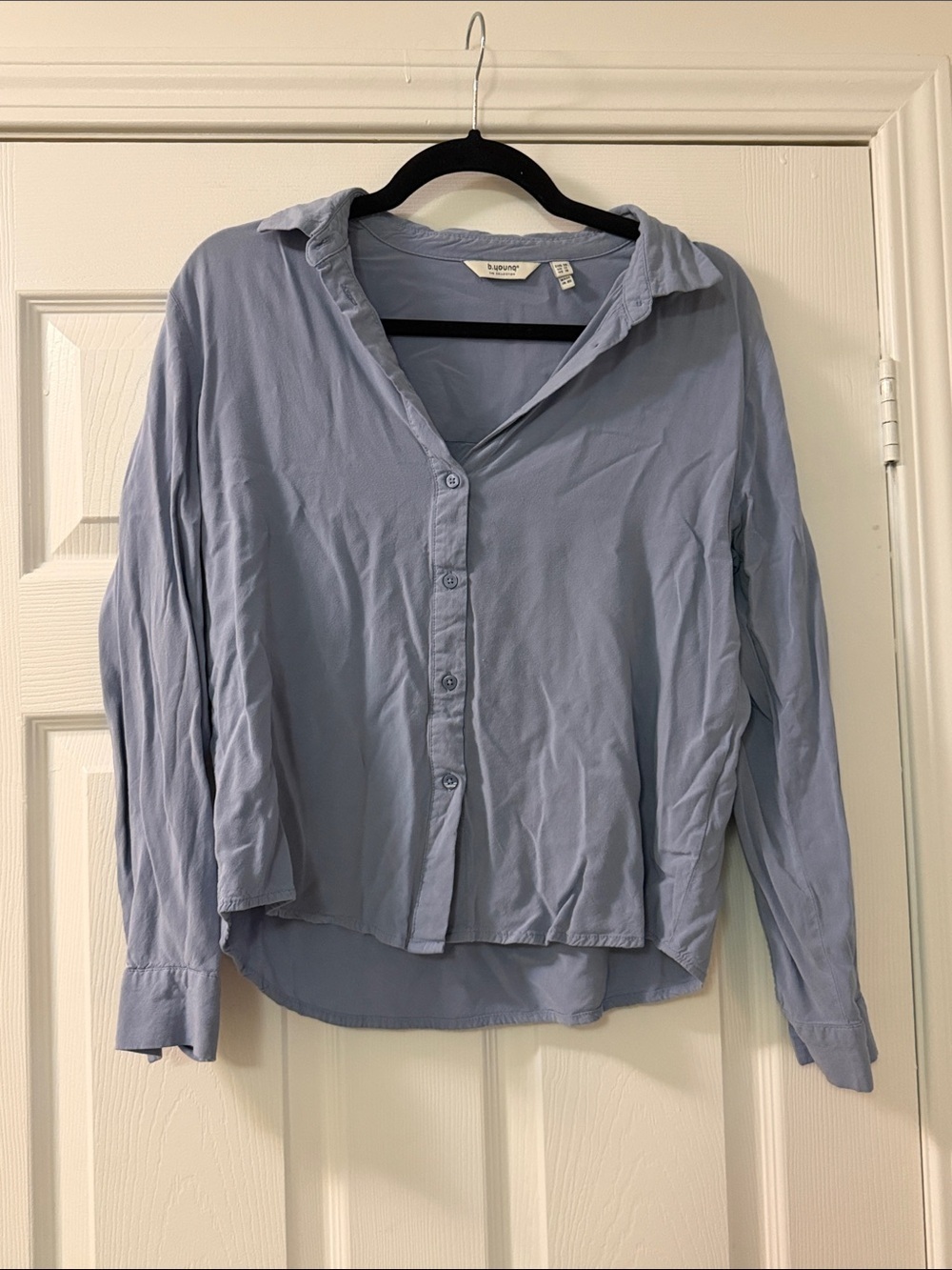 Light Blue Button-Front Women's Blouse